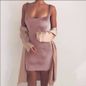 pink velvet dress